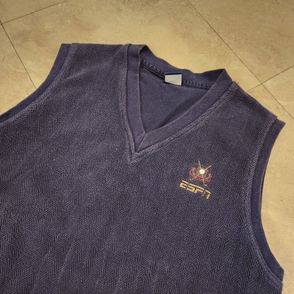ESPN Other - VTG 90s ESPN Golf Mens L Large Swingster USA Made Navy Blue V Neck Sweater Vest